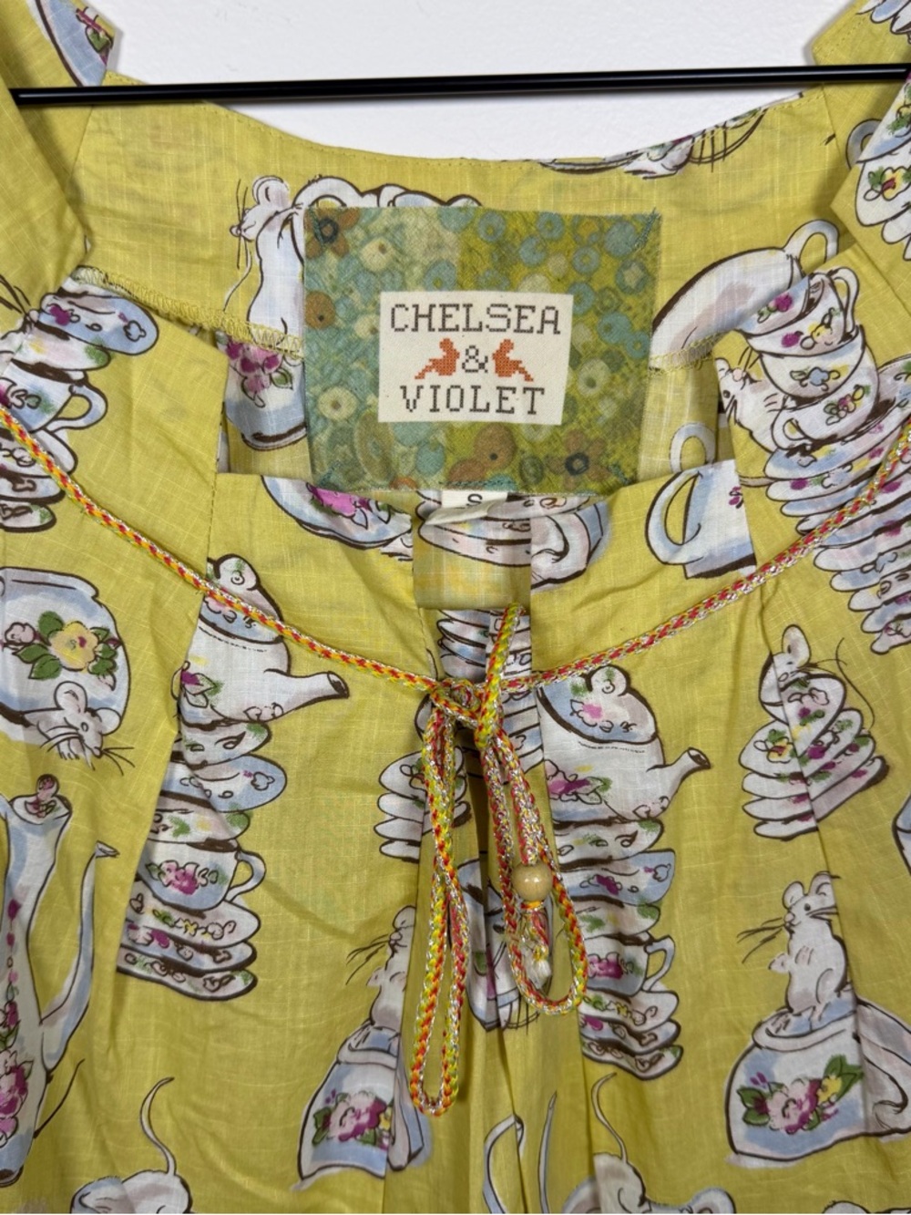 Chelsea & Violet Womens Blouse Size S Tea Party Yellow Coquette Cottagecore - Picture 4 of 7
